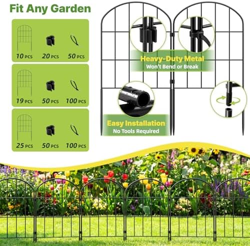 KIMAZO 25 Pack Decorative Garden Fence Panels – Metal Arched Fencing Dog Fence No-Dig Animal Barrier Fence Rustproof Garden Edging for Yard, Patio, Dog Run, Outdoor Decor Landscape & Flower Bed - Image 4