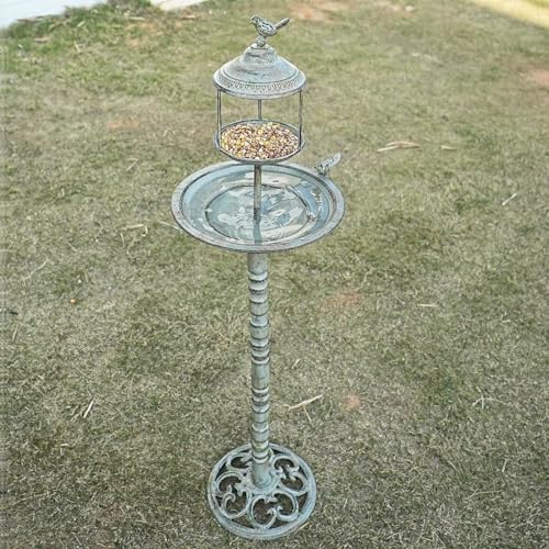 44.5" H 2 in 1 Metal Bird Bath, Standing Bird Feeder Garden Yard Decor - Image 6