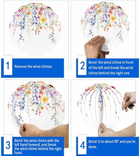 Wind Spinners for Yard Garden, Spring Colorful Flower on White 3D Stainless Steel Round Hanging Spinners Indoor Outdoor Kinetic Yard Art,12 Inch, Watercolor Swirling Leaf - Image 5