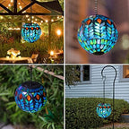 VCUTEKA Hanging Solar Lanterns, Colorful Mosaic Solar Lights Garden Decor - Image 6