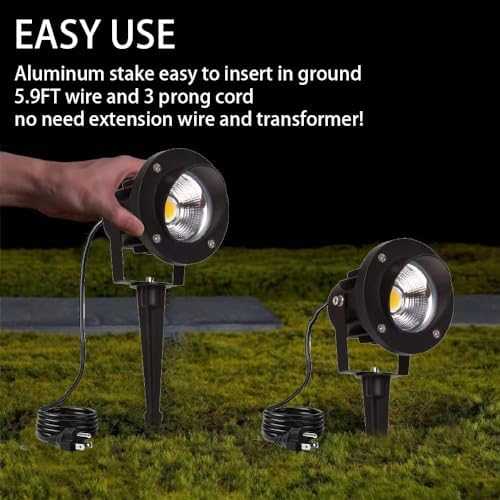 LED Outdoor Spot Lights,120V Landscape Lighting Outdoor Spotlight With Plug Cord , 2700K-6500K Stepless Dimmable Landscape Light with Timer and Remote for Yard Garden Pathway flag (18W, Pack, 4) - Image 7
