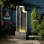 35” Modern Double Column Waterfall Fountain Outdoor Garden - Image 4
