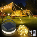 SMY Lighting 4 in 1 Solar Camping String Lights, 72.2Ft Ultra Long String with 220LEDs, Solar Powered and USB Rechargeable Light with Remote Control, Portable Camping Light for Hiking, Decorations by SMYLighting
