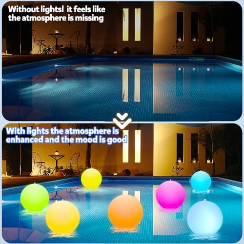 LOQOMI Solar Floating Pool Lights 4 Pack， 14 Inch 16 Color Changing LED Inflatable Balls,Waterproof Inflatable Solar Pool Light，Light Up Beach Balls for Pool Decorations Outdoor - Image 4