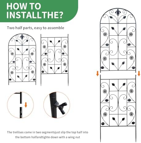 70.8" Metal Garden Trellis for Climbing Plants, 2 Pack Black - Image 6