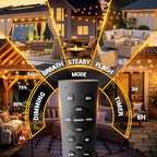 200FT Outdoor String Lights with Remote, Waterproof Patio Lights with 72+2 Shatterproof LED Bulbs,Dimmable Hanging Decor for Backyard Garden Porch Bistro, Timer & 3 Modes,2200K Warm White - Image 2