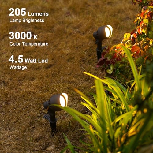GOODSMAN Landscape Lighting 8PK Low Voltage Landscape Lights Led Low Voltage Landscape Spotlights 4.5W 205 Lumen Floodlights with Cable Connectors Metal Stakes 9127-96603-08A - Image 2