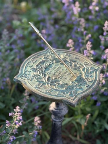 Rome 2303 Happiness Sundial, Solid Brass with Verdigris Highlights, 10-Inch Diameter - Image 6