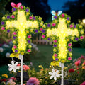 2Pack Solar Flower Cross Garden Stake Light,Grave Decorations for Cemetery by YJFWAL