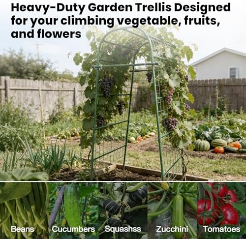 Garden Arch Trellis for Climbing Plants Outdoor, 7 Ft Tall Cucumber Trellis - Image 5