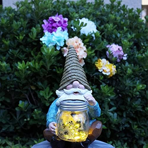 Solar Garden Gnome Statue, Outdoor Lights Decoration Gift for Women Mom Dad - Image 5