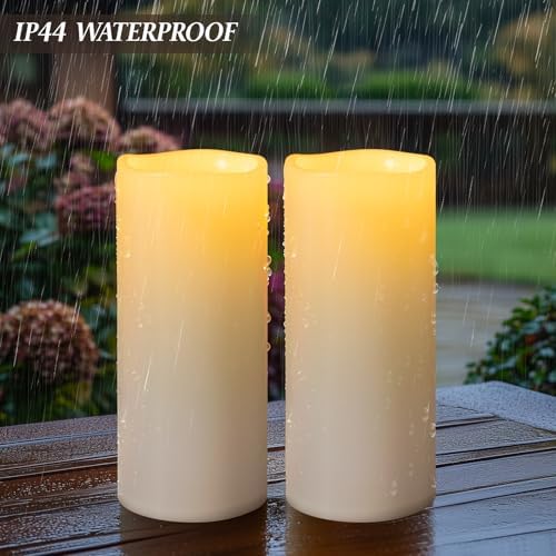 5" x 14" White Large Waterproof Outdoor Flameless Candles Battery Operated LED Flickering Pillar Candles with Remote and Timer for Indoor Outdoor Lanterns, Long Lasting, Set of 2 - Image 6