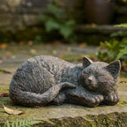 Sleeping Cat Garden Statue Outdoor Garden Decor, Resin Cat Figurine with Bronze Finish, Tabby Sculpture Outdoor Statues Decors for Patio Yard Lawn, Durable Ornament, Ideal Gift for Cat Lovers or Mom by DHOBY+GHAUT