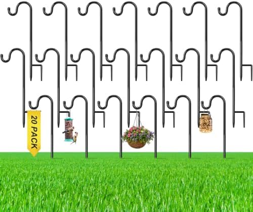 20 Pcs 15 Inch Shepherd Hook for Outdoor Adjustable Bird Feeder Pole by Yetene