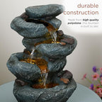 Alpine Corporation TZL418 14" 3 Tier Rock Fountain with LED Lights, Elegant Cascading Water Feature for Tabletop, Indoor Decor, Relaxing Stone Waterfall for Home & Office, Gray - Image 5