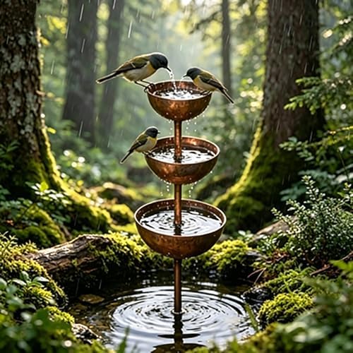 3 Tier Rusted Metal Rain Catcher Stake, Rustic Stacked Bowls Rain Gauge Garden Decor, Vintage Outdoor Yard Art for Lawn Patio Backyard (2) - Image 6