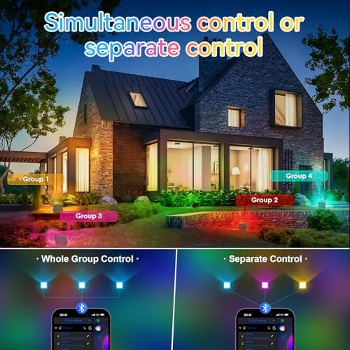 RGB LED Flood Lights Outdoor, Color Changing, 100W, 10000LM, 2-Pack - Image 4