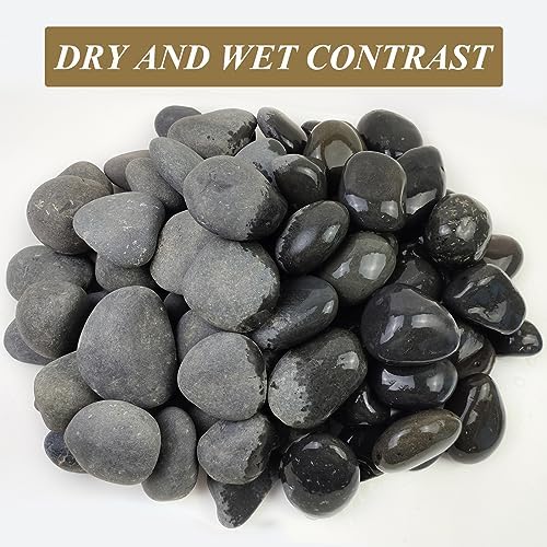 FANTIAN 40 lbs Black River Rocks for Landscaping, 3-4 Inch Beach Pebbles - Image 2