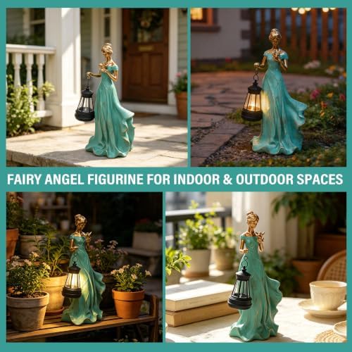 Solar Garden Statue Outdoor, Fairy Angel Statue Holding a Lantern - Image 4