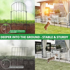 GOTGELIF 25 Panels Decorative Arched Garden Fence, 17''x27 FT No-Dig Dog Barrier with 26 Stakes, Arched Rustproof Metal Animal Fencing for Rabbit Flower Beds for Yard Patio Outdoor Decor - Image 6