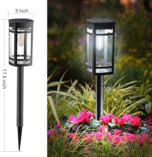 EXCMARK 8 Pack Solar Pathway Lights Outdoor Waterproof, Cool White - Image 2