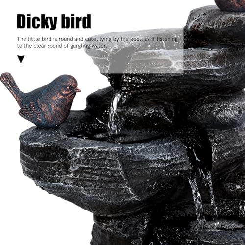 5-Tier Cascading Rock Outdoor Waterfall Fountain, Garden Fountains with LED Lights, Weather-Resistant Resin, Soothing Water Flow, Waterfall Fountain for Patio, Backyard, Indoor/Outdoor Decor Black1 - Image 4