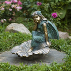 Zaer Ltd. Large Magnesium Fairy Statues for Outdoor Use (Fairy Sitting on Flower Bowl Gardenia) by ZaerLtd