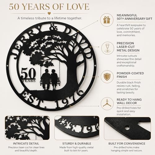 Personalized 50th/70th/60th/40th/30th/25th/1st Anniversary Wedding Gifts for Couples, Golden Wedding Keepsake Gift for Parents, Custom Anniversary Decoration(Syle 20) - Image 2
