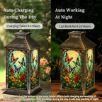 Solar Lantern Stained Glass Art Vibrant Outdoor Waterproof Garden Hanging Lantern Solar Powered Lighting Outside Solar Light for Patio Yard Camping, Gifts for Women Mom - Image 4