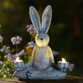 Goodeco Zen Rabbit Statue with Solar Lotus - Garden Yoga Bunny by Goodeco