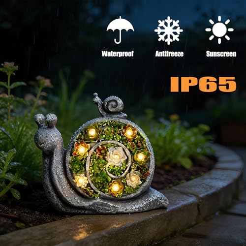 Solar Garden Snail Statue, Lawn Decor for Patio Balcony Yard - Image 6