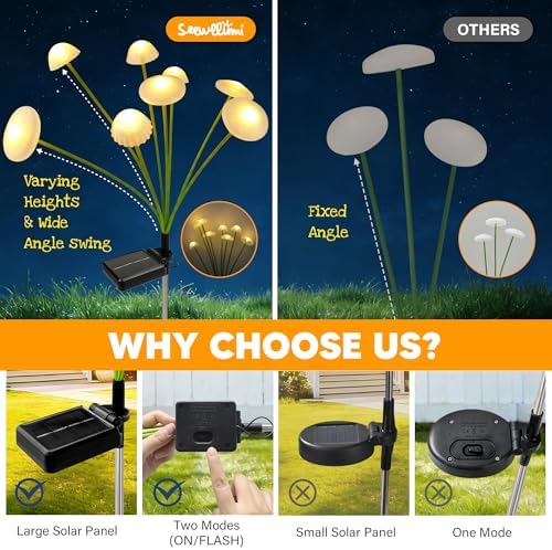 Solar Garden Lights Outdoor, 4Pack Solar Lights Garden Decor, Swaying Mushroom Lights Waterproof for Yard, Patio,Pathway Christmas Decoration,Gifts for Mom(Warm White) - Image 4