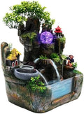Tabletop Waterfall Fountain, Mini Rockery Fountain with Colorful LED Light, Indoor Resin Desktop Fountain Décor for Home Office, 11.8 x 7.87 x 14.9 Inch by Milzeone