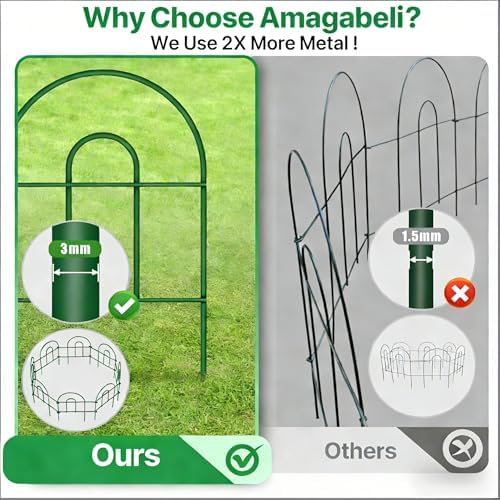 AMAGABELI 35 Panels 18in(H)×50ft(L) Decorative Garden Fence No Dig Rustproof Metal Pre-Linking Fence Panels Garden Edging Border Animal Barrier Fencing for Flower Beds Yard Patio Outdoor Decor Green - Image 3