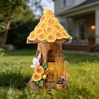 Sunflower House Statue Solar Light, Waterproof LED Decorative Lamp, Outdoor Solar-Powered Yard Art for Garden Patio Pathway Decoration & Housewarming Gift - Image 3