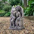 OLOMA Sitting Throne Gargoyle Concrete Garden Statue Winged Demon Sculpture Gothic Outdoor Decor Yard Art Cement Guardian Ornament Handmade Fantasy Garden Accent by OLOMA