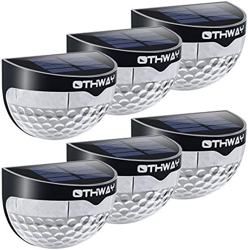 OTHWAY Solar Fence Post Lights Wall Mount Decorative Deck Lighting (Black, 6 Packs) by OTHWAY