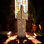 Moroccan Style Vintage Lantern Metal Decorative Table Lamp 13.78" Tall Moroccan Lantern Decorative Candle Holder Lamp for Ramadan Decor Home Living Room Bedroom Garden Yard Weddings Parties 06 - Image 5