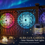 Decorative Solar Mandala Lights Outdoor Waterproof LED Metal Solar Powered Wall Fence Lights for Garden Yard Deck Step Patio Pool Lawn Back Yard Exterior Wall Decorative Lighting(#B,2PCS) - Image 2