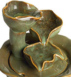 Organic Water Lily Ceramic 8" High Tabletop Outdoor Indoor Small Fountain - Image 5