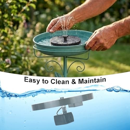 Solar Bird Bath Fountain, Green Metal Stand, 7 Nozzle, Outdoor Garden Decor - Image 6