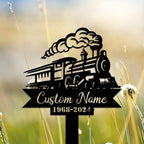 DINOMAN Personalized Memorial Plaques for Outdoors Train Grave Marker Metal Garden Stakes Train Driver Memorial Gifts Sympathy Gifts for Loss of Loved One (Train) - Image 2