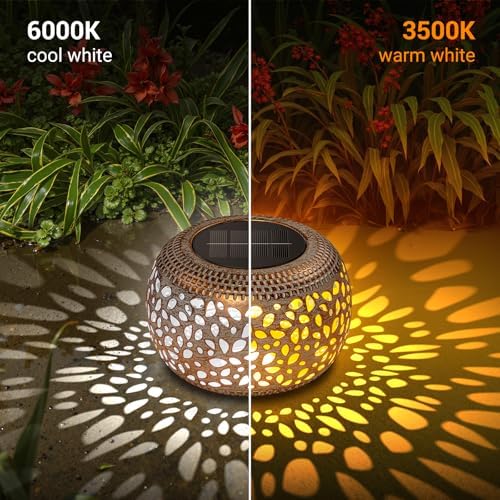 Solar Lanterns Outdoor Waterproof, Hollow Out Solar Table Lamp Patio Decor - Image 2