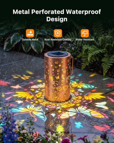 Outdoor Solar Powered Butterfly Lantern Hang Yard Decor with Color Lighting - Image 4