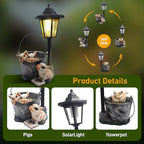 Outdoor Pigs Statues Solar Sculptures with Solar Lights and Flowerpot Funny Garden Decor Animal Figurines Resin Outdoor Statues for Patio Yard Lawn Balcony Gifts - Image 2