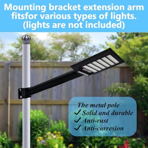 Solar Lighting Mounting Bracket Extension Pole Kit, 2 Pack Black - Image 5