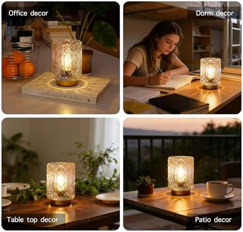 ULAROOM Battery Operated Lamp,Cordless Glass Accent Lamp with Timer,Clear - Image 5