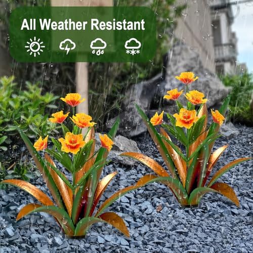 TOMBABY Huge Metal Agave Plants Outdoor Decoration Outdoor Garden Decorated with Flowers Mexican Yard Art Plant Garden Gift (Green 2 Pack) - Image 3