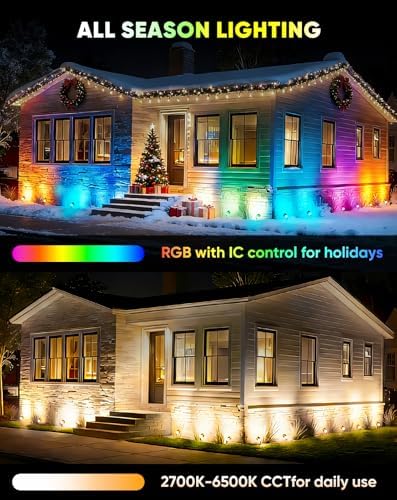 GZBtech Outdoor Landscape Smart Lights 6-Pack, Plug-in RGBIC+CCT Color Changing LED Spotlights, IP65 Waterproof, App Control Work with Alexa, Dimmable Aluminum LED Pathway Lights for Garden Yard Decor - Image 3
