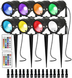 RGB Landscape Lights Low Voltage Color Changing LED Landscape Lighting IP66 Waterproof Outdoor Spotlight 5W 12V Remote Control Garden Pathway Christmas Decorative for Yard Path(16 Connector) by AHSELLUS